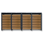 Metzler Mülltonnenbox | 4er | rostfrei und massiv | in Holzoptik | 4x 240l | RAL7016 Anthrazitgrau matt