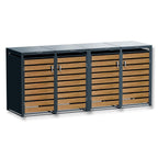 Metzler Mülltonnenbox | 4er | rostfrei und massiv | in Holzoptik | 4x 240l | RAL7016 Anthrazitgrau matt