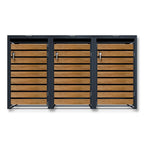 Metzler Mülltonnenbox | 3er | rostfrei und massiv | in Holzoptik | 3x 240l | RAL7016 Anthrazitgrau matt