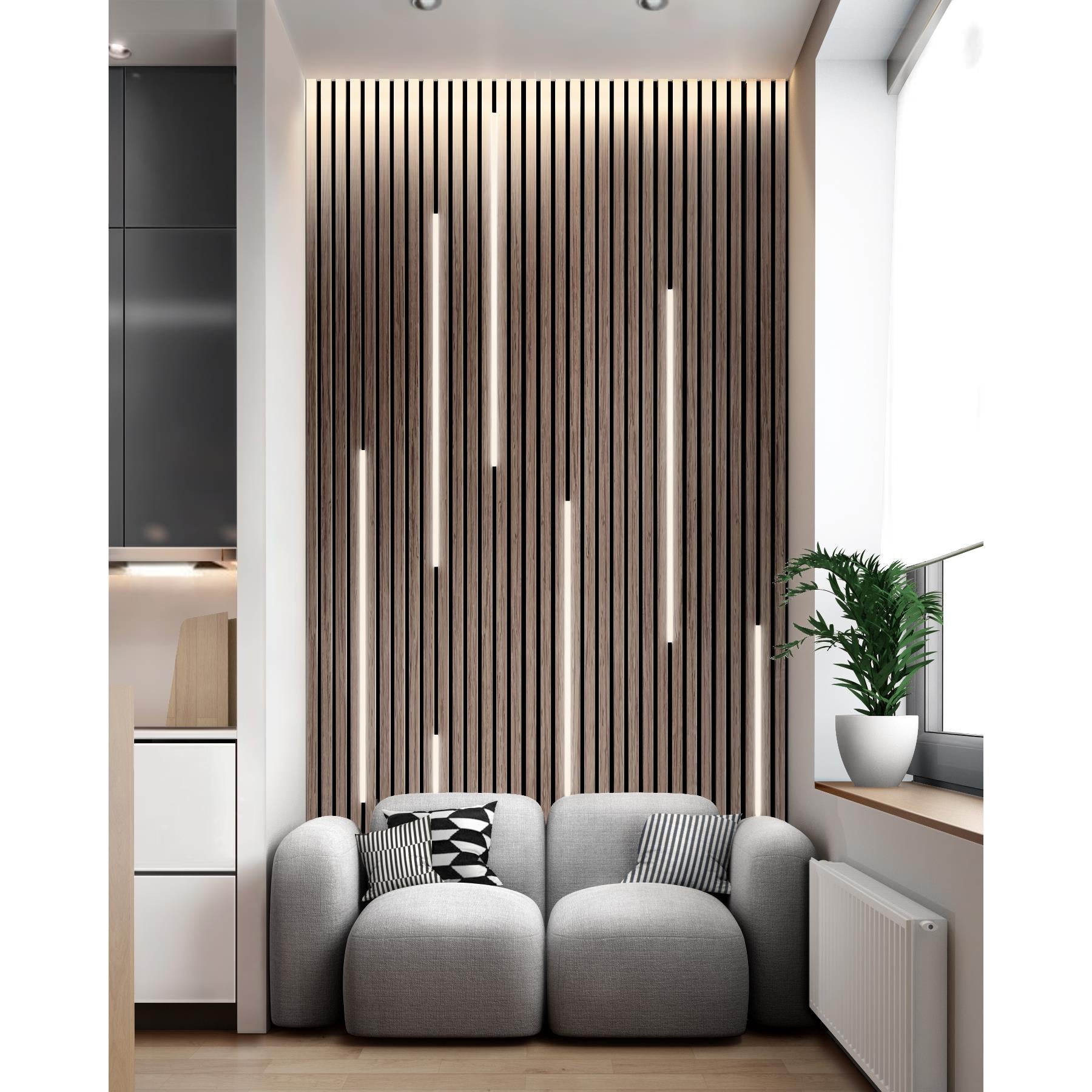 Akustikpaneel Wandverkleidung Lamellenwand Echtholz Furnier | 240 x 60 x 2,2 cm