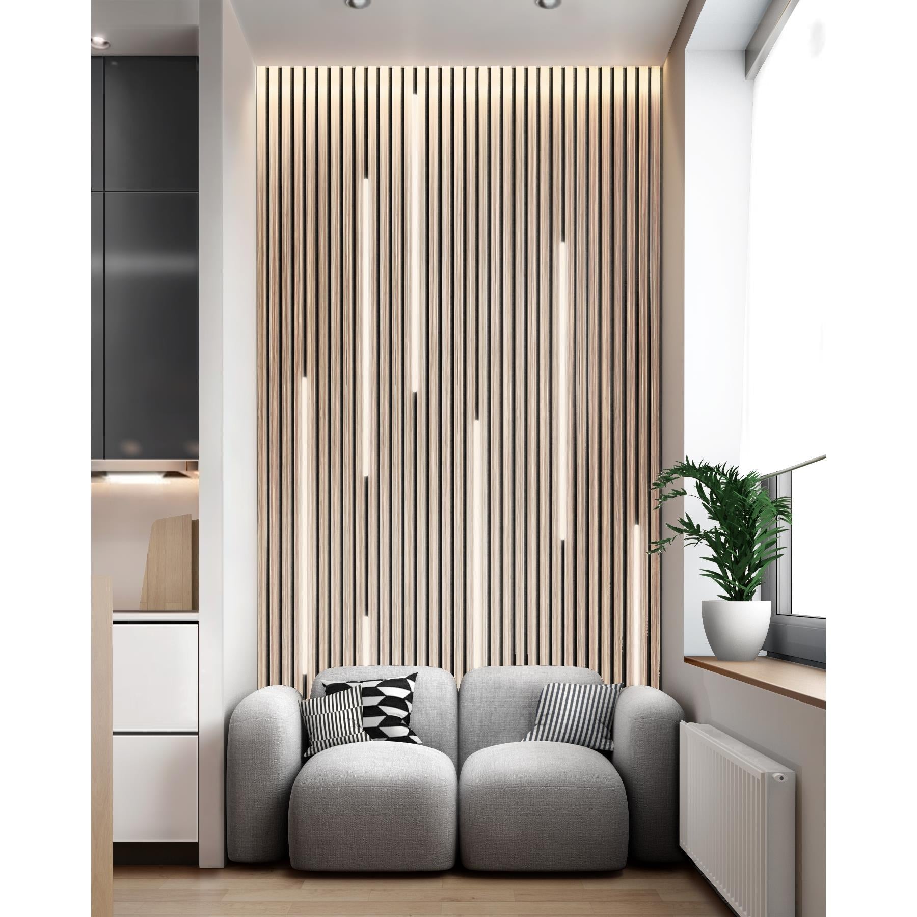 Akustikpaneel Wandverkleidung Lamellenwand Echtholz Furnier | 240 x 60 x 2,2 cm