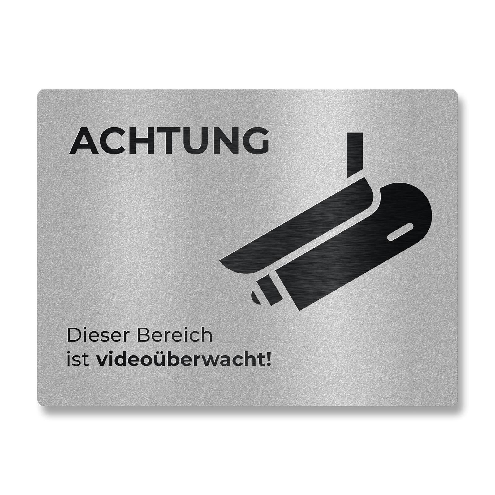 Hinweisschild aus Edelstahl - Dieser Bereich ist videoüberwacht 