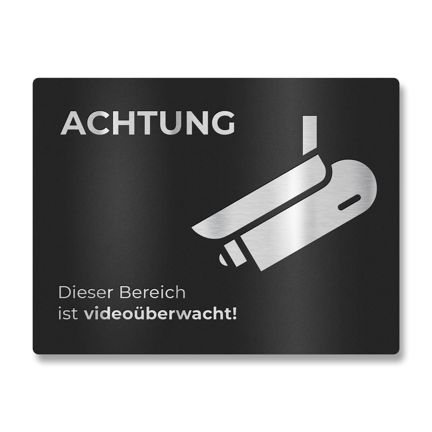 Hinweisschild aus Edelstahl - Dieser Bereich ist videoüberwacht 