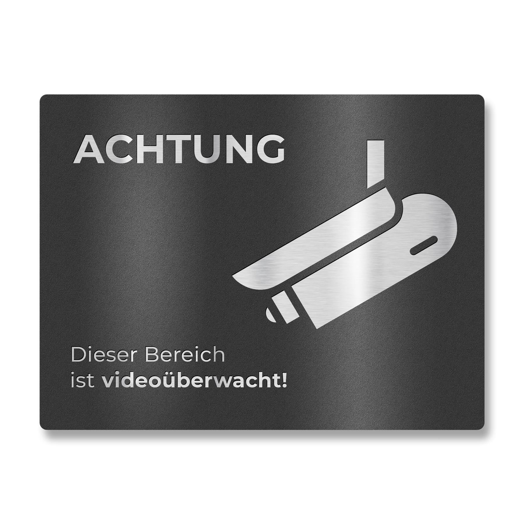 Hinweisschild aus Edelstahl - Dieser Bereich ist videoüberwacht 