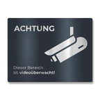 Hinweisschild aus Edelstahl - Dieser Bereich ist videoüberwacht 