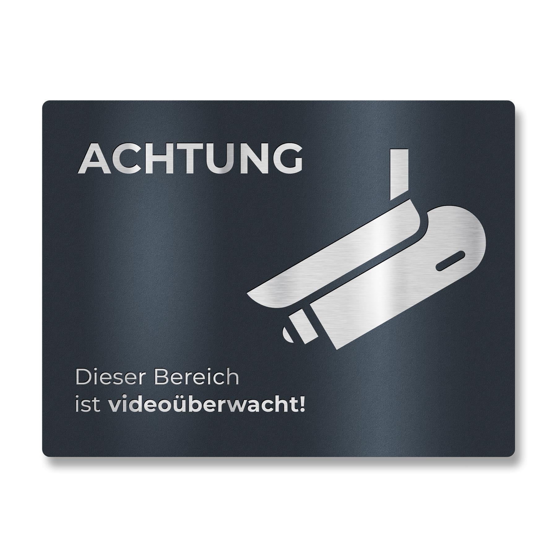 Hinweisschild aus Edelstahl - Dieser Bereich ist videoüberwacht 