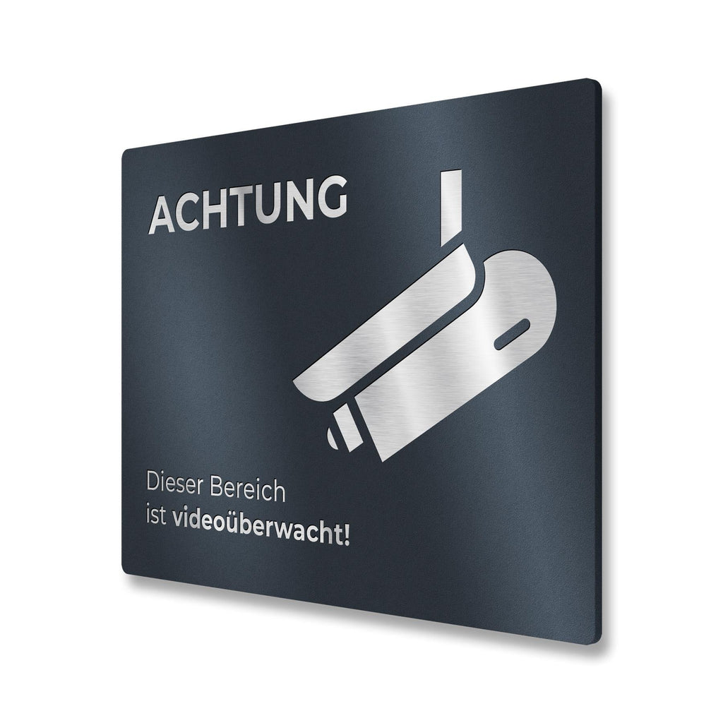 Hinweisschild aus Edelstahl - Dieser Bereich ist videoüberwacht 