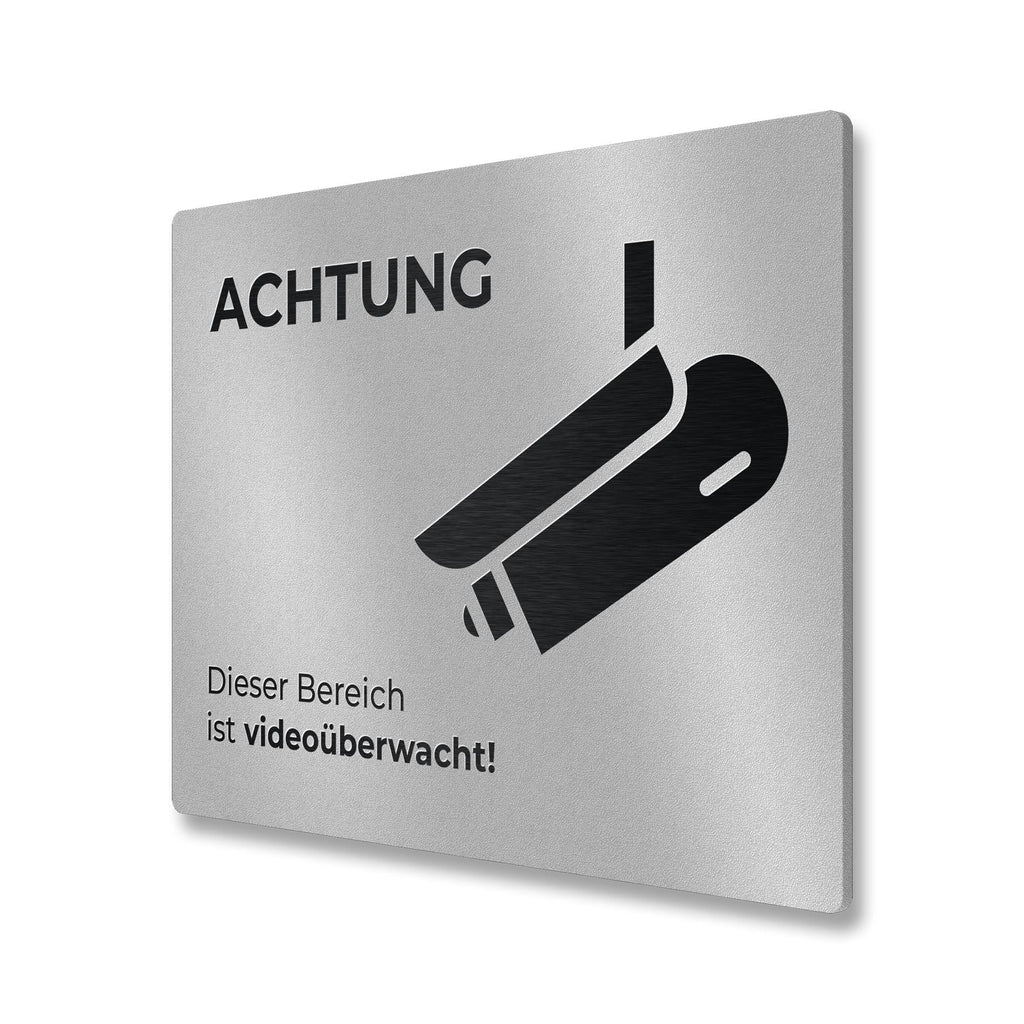 Hinweisschild aus Edelstahl - Dieser Bereich ist videoüberwacht 