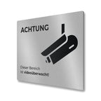 Hinweisschild aus Edelstahl - Dieser Bereich ist videoüberwacht 