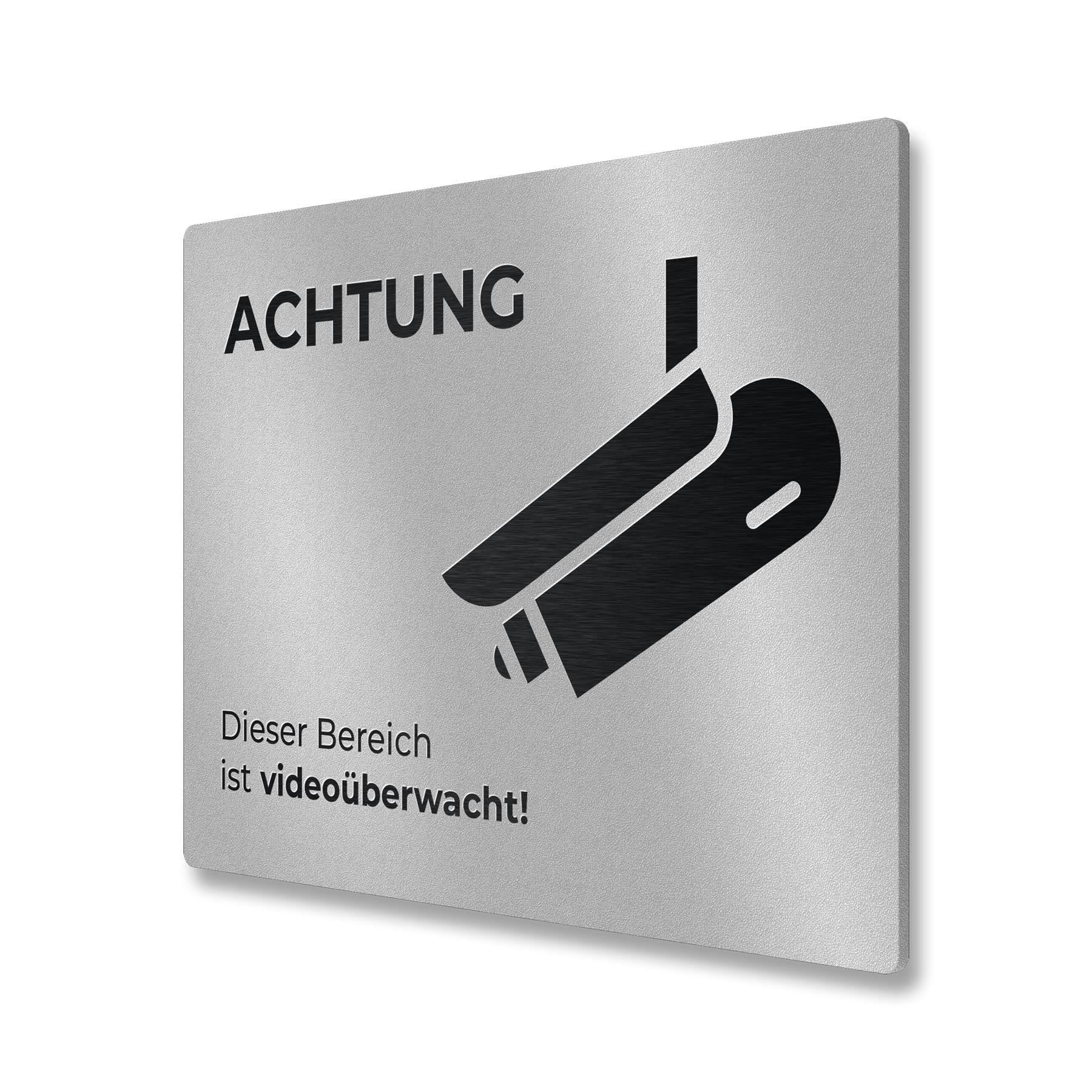 Hinweisschild aus Edelstahl - Dieser Bereich ist videoüberwacht 