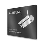 Hinweisschild aus Edelstahl - Dieser Bereich ist videoüberwacht 