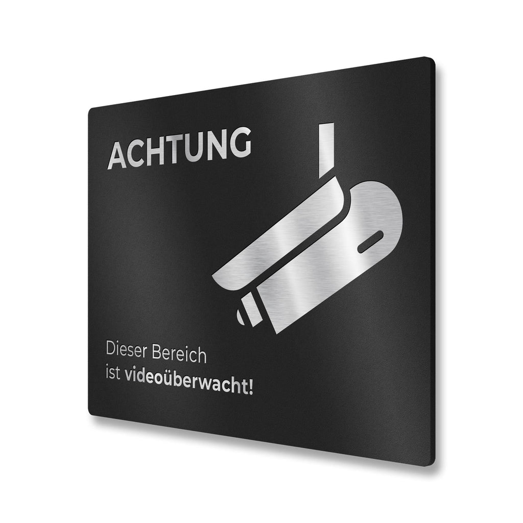 Hinweisschild aus Edelstahl - Dieser Bereich ist videoüberwacht 
