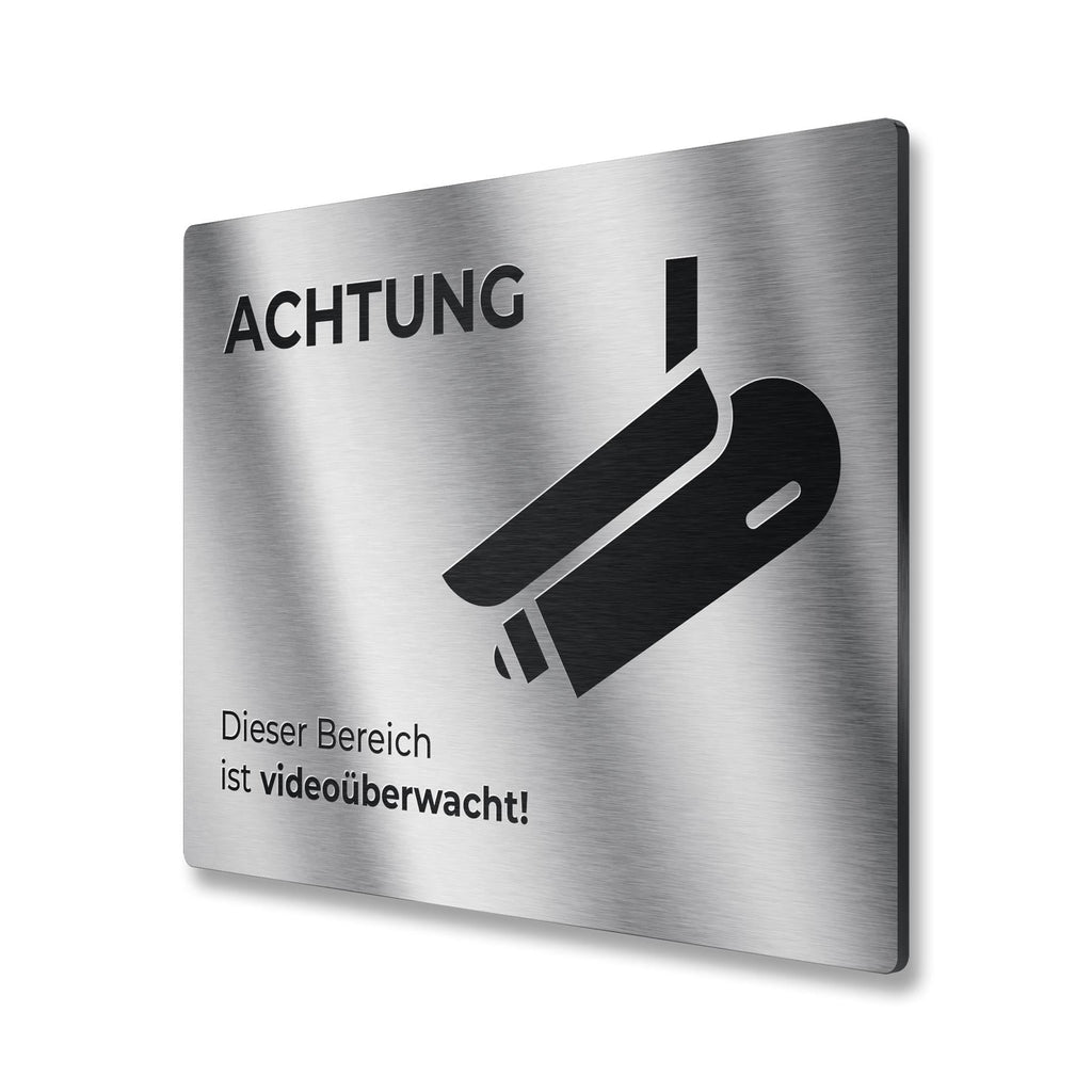 Hinweisschild aus Edelstahl - Dieser Bereich ist videoüberwacht 