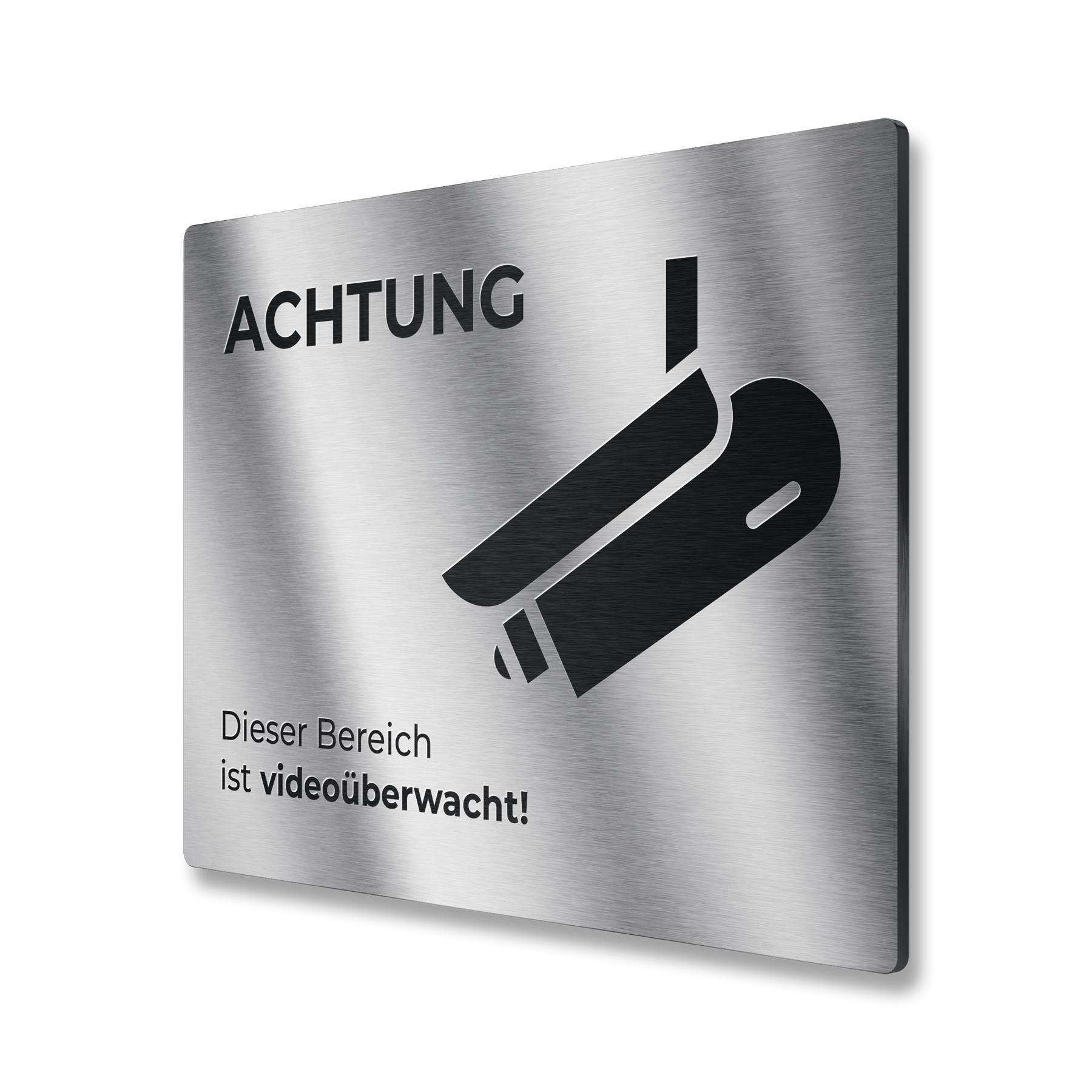 Hinweisschild aus Edelstahl - Dieser Bereich ist videoüberwacht 