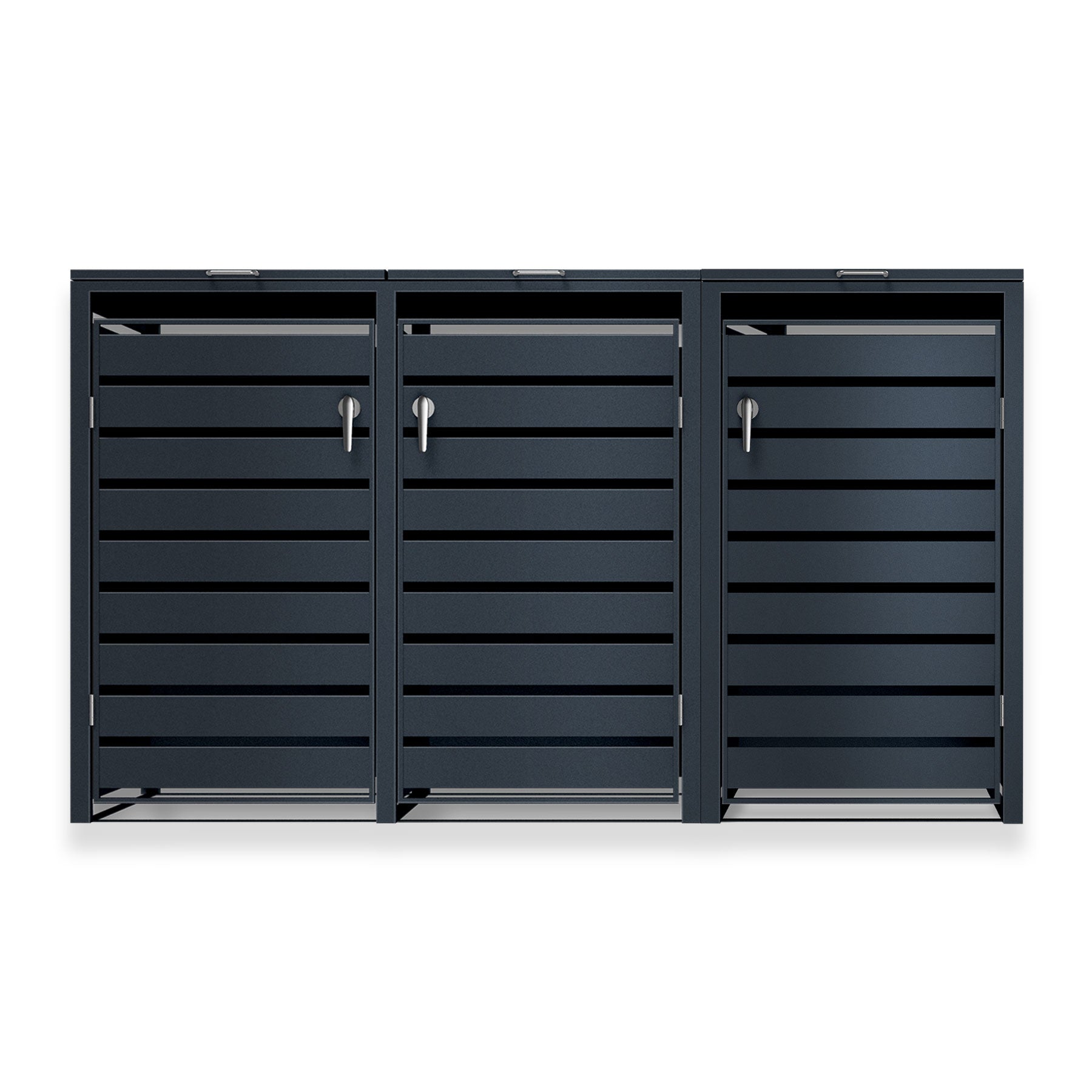 Metzler Mülltonnenbox | 3er | rostfrei und massiv | mit Sichtstreifen | 3x 240l | RAL7016 Anthrazitgrau matt