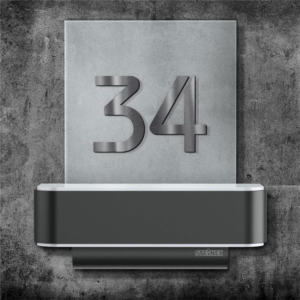 LED Hausnummernschild von Steinel | L820 | Anthrazit und Edelstahl | Sensor & Bluetooth