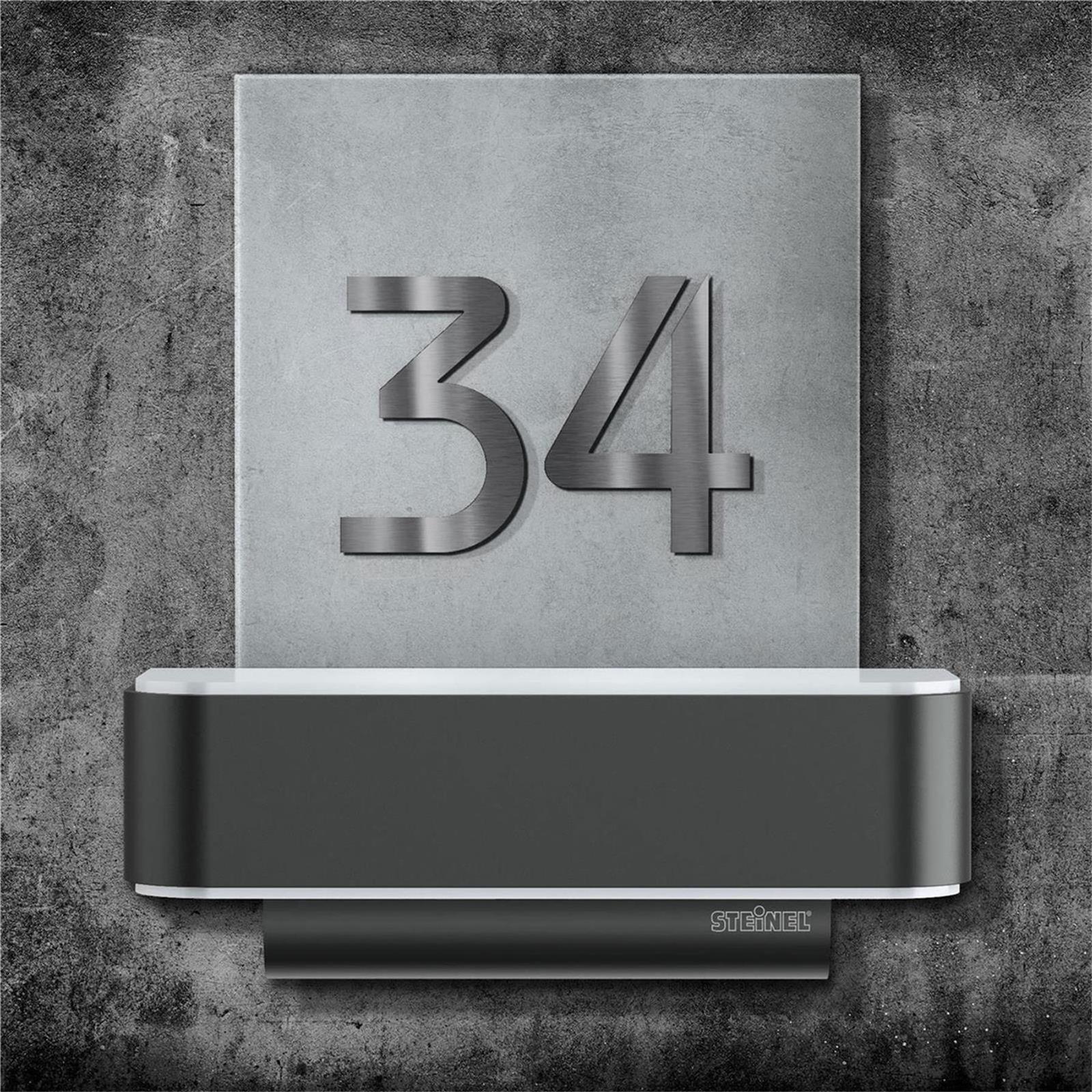 LED Hausnummernschild von Steinel | L820 | Anthrazit und Edelstahl | Sensor & Bluetooth