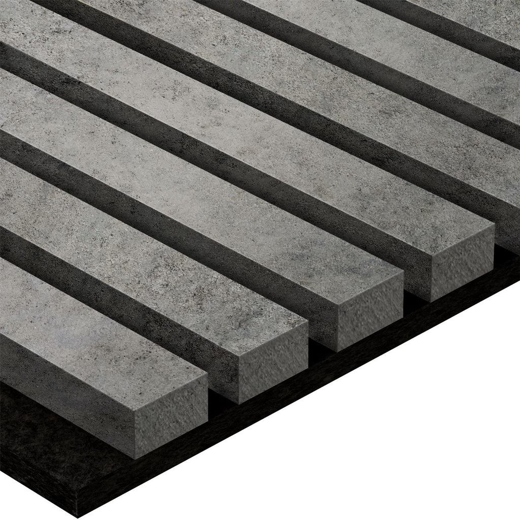 Akustikpaneel Wandverkleidung Lamellenwand Melamine | 240 x 60 x 2,2 cm | Betonoptik | Filz schwarz