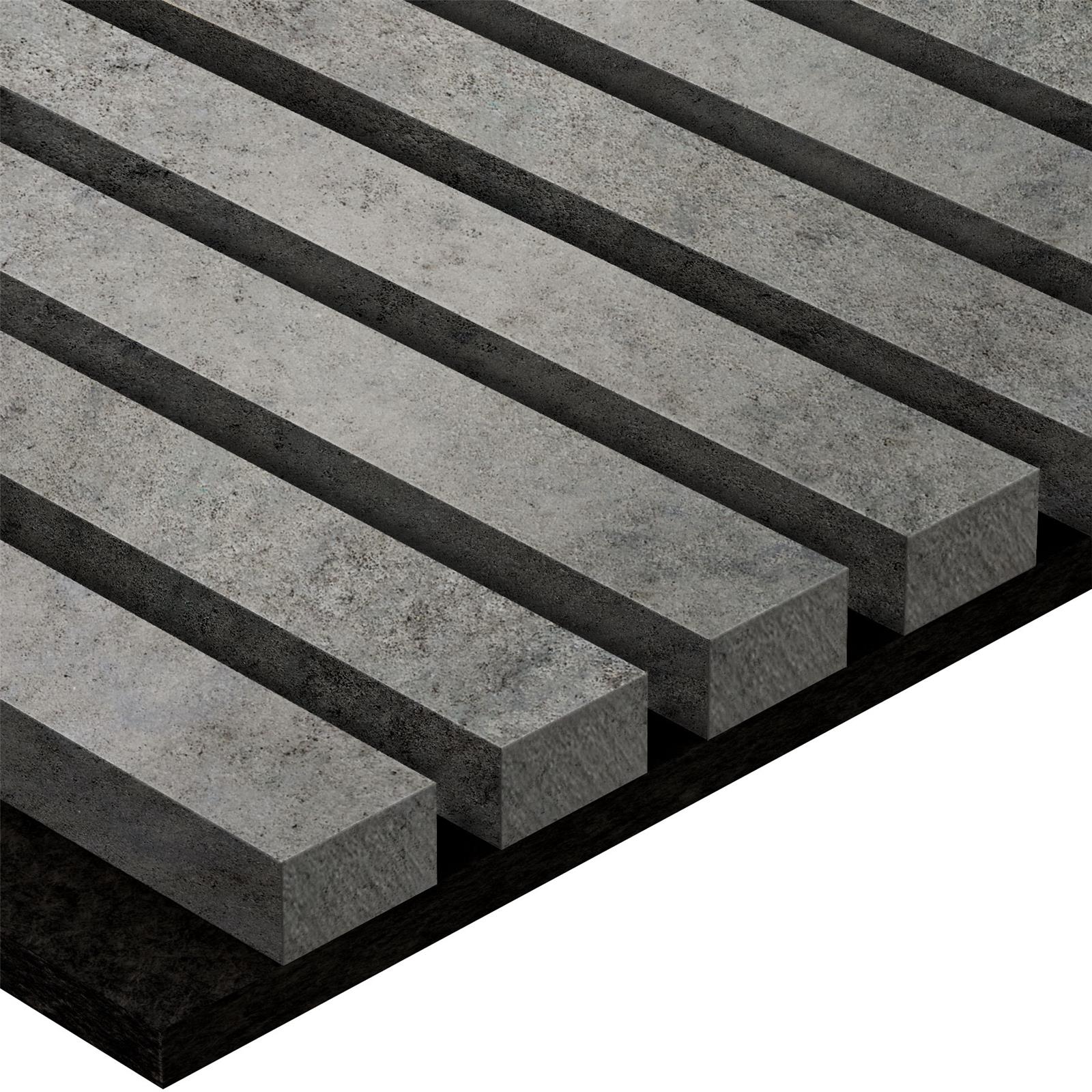 Akustikpaneel Wandverkleidung Lamellenwand Melamine | 240 x 60 x 2,2 cm | Betonoptik | Filz schwarz