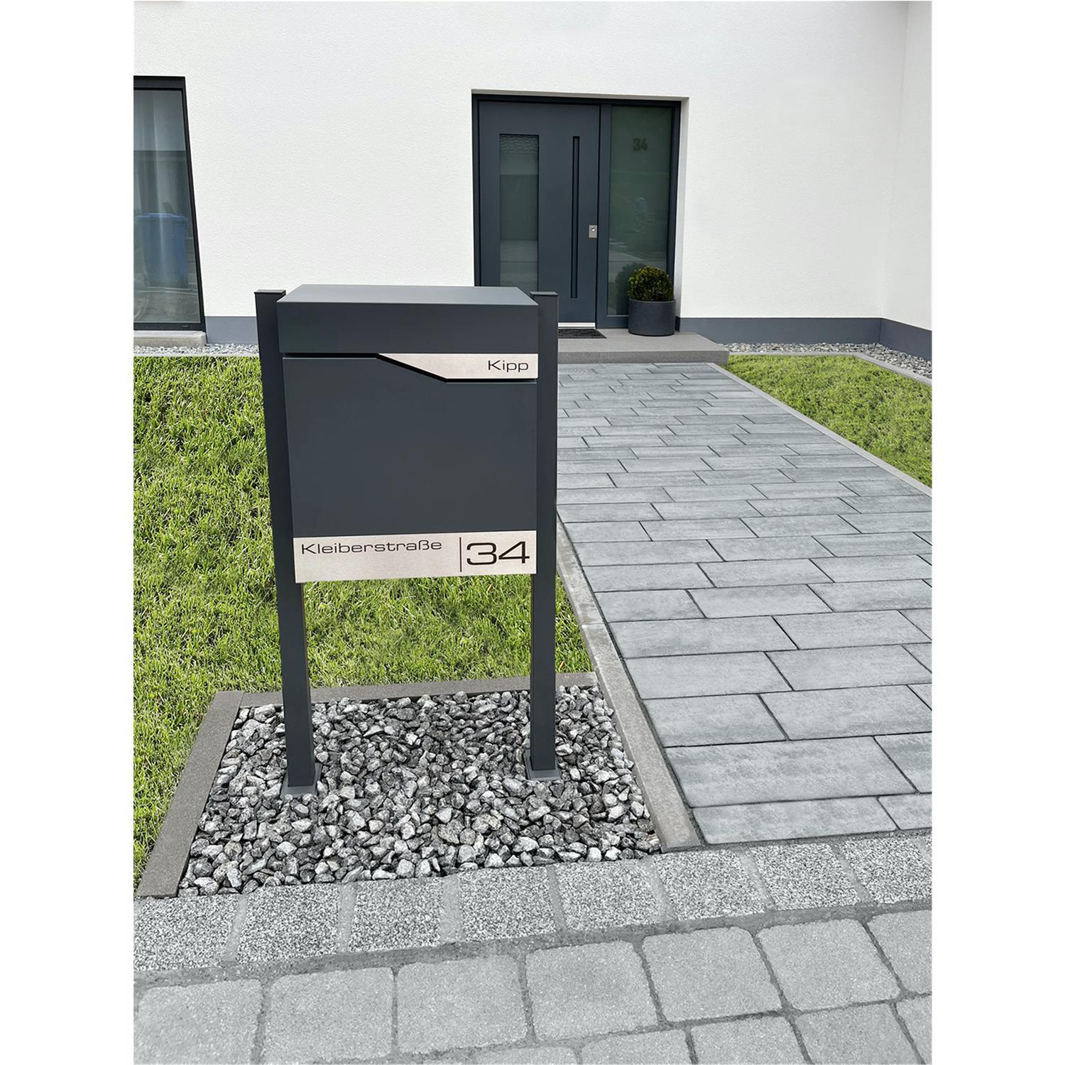 Metzler Paketbox rostfrei und massiv mit Ständer, RAL7016 Anthrazitgrau matt | Siebertbox 1