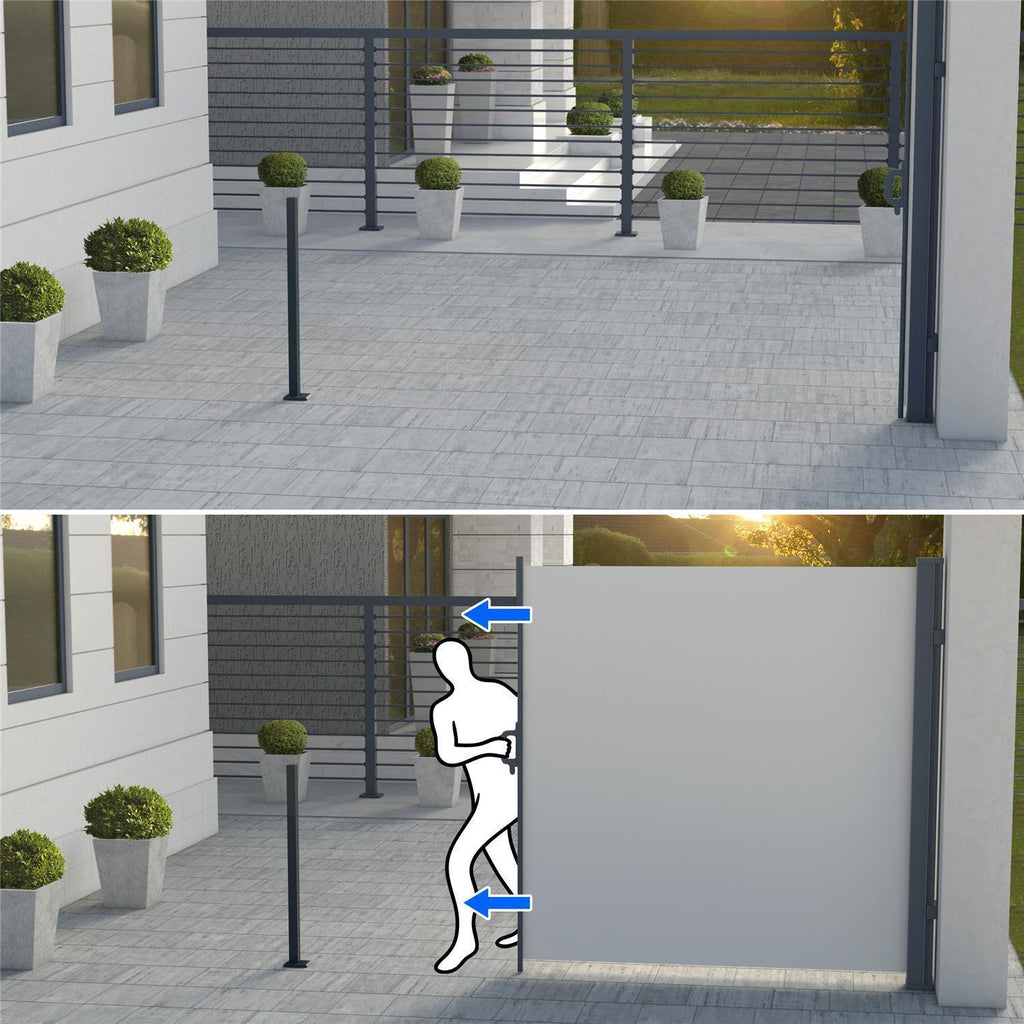 Metzler Seitenmarkise ausziehbar, Sichtschutz für Balkon, Garten & Terrasse, Dunkelgrau