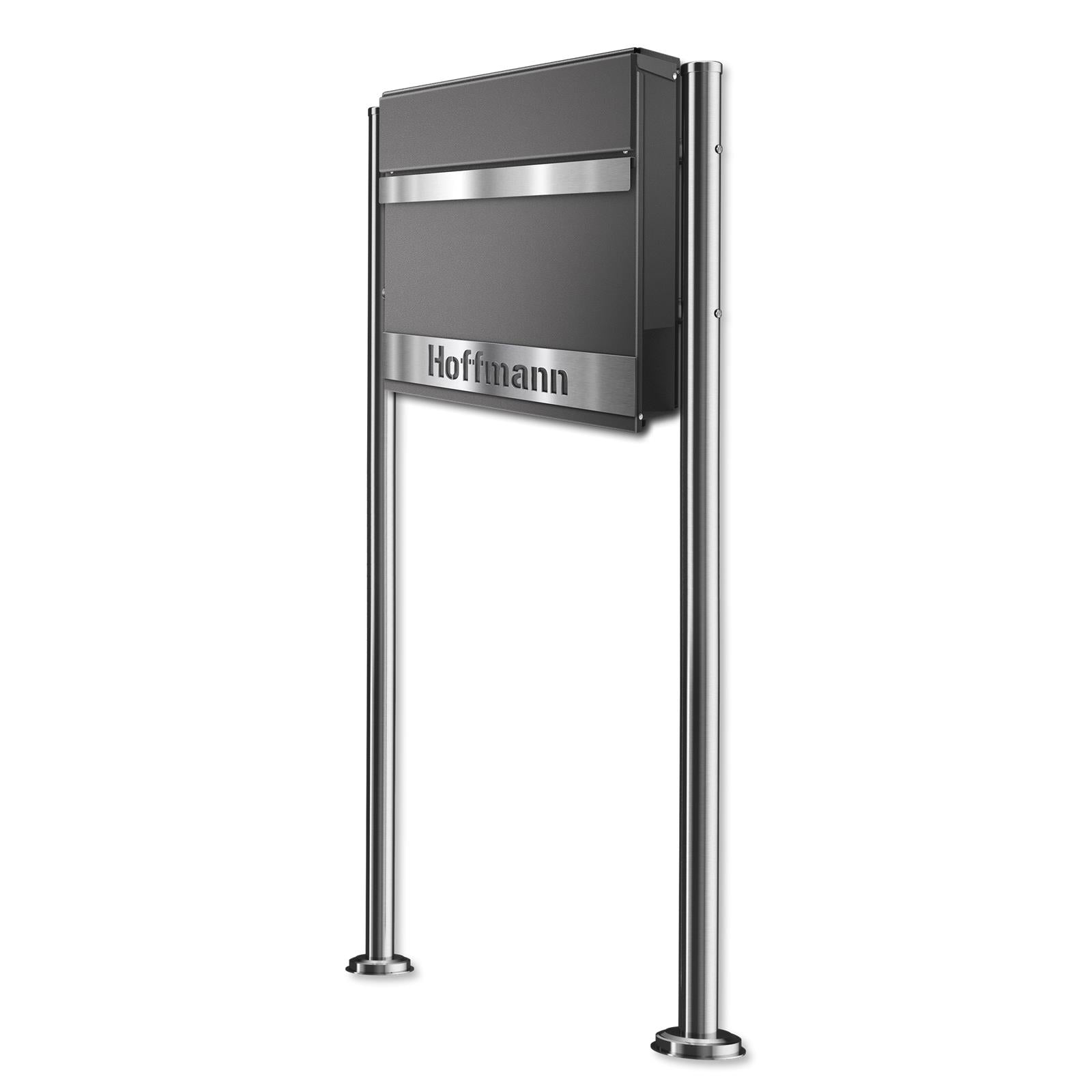 Metzler Standbriefkasten massiv | mit personalisierbarer Edelstahlblende | Asta
