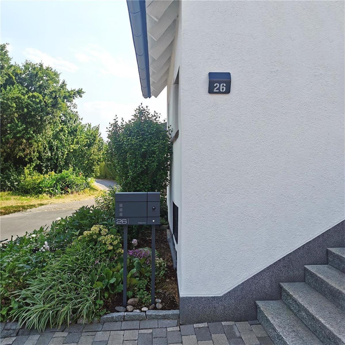 Metzler Briefkasten, Edelstahl RAL7016 Anthrazitgrau mit Videosprechanlage VDM10 2.0, Modell Cube
