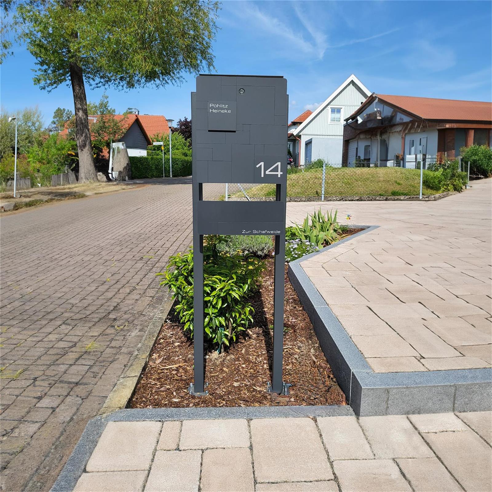 Metzler Standbriefkasten Anthrazit Edelstahl Gravur optional | 02