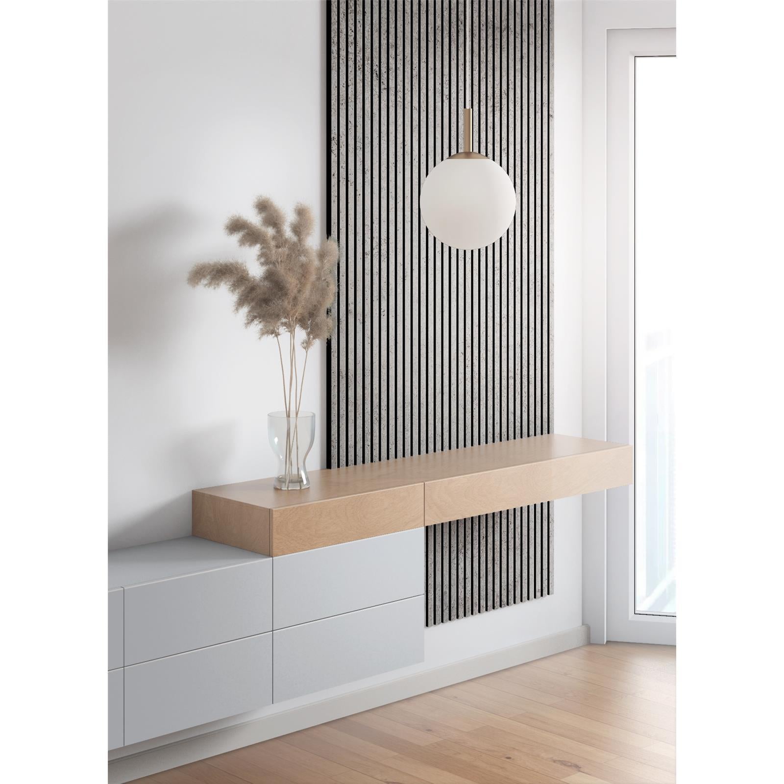 Akustikpaneel Wandverkleidung Lamellenwand | Betonoptik | SET | Filz schwarz