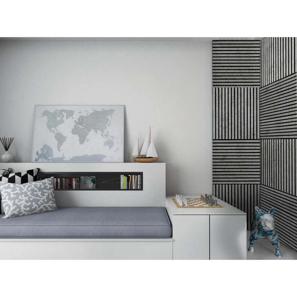 Akustikpaneel Wandverkleidung Lamellenwand | Betonoptik | SET | Filz schwarz