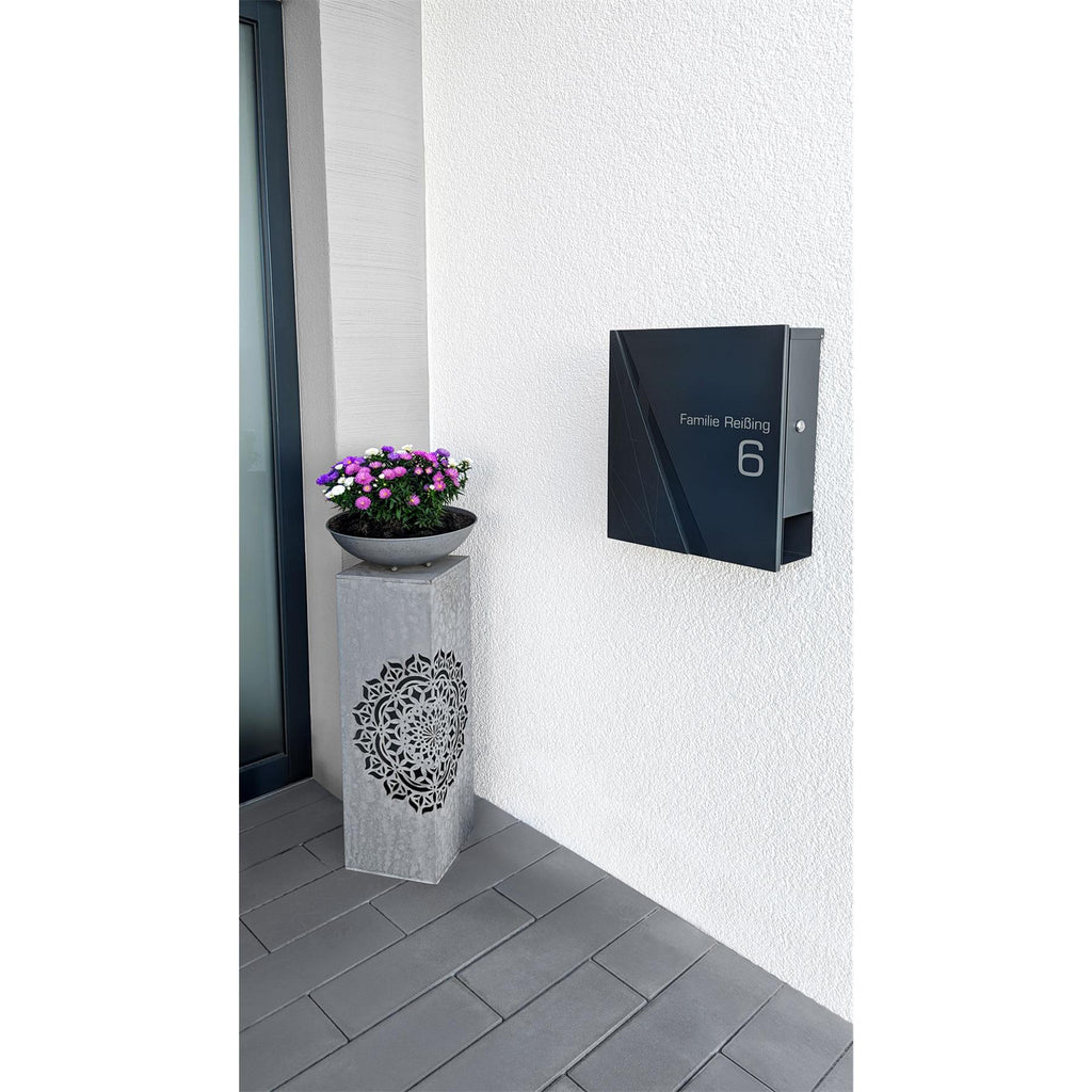 Metzler Briefkasten Anthrazit RAL 7016 Verzierung | Lepo 5