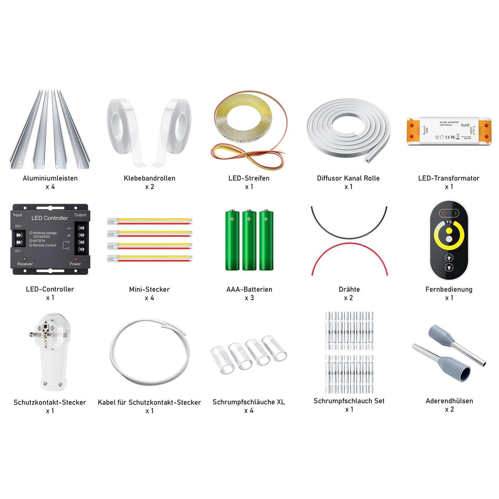 LED-Leisten | Erweiterungsset für Akustikpaneele | Ideal für grauen Filz | LED-Beleuchtung für Akustikpaneele mit einstellbarer Lichtfarbe