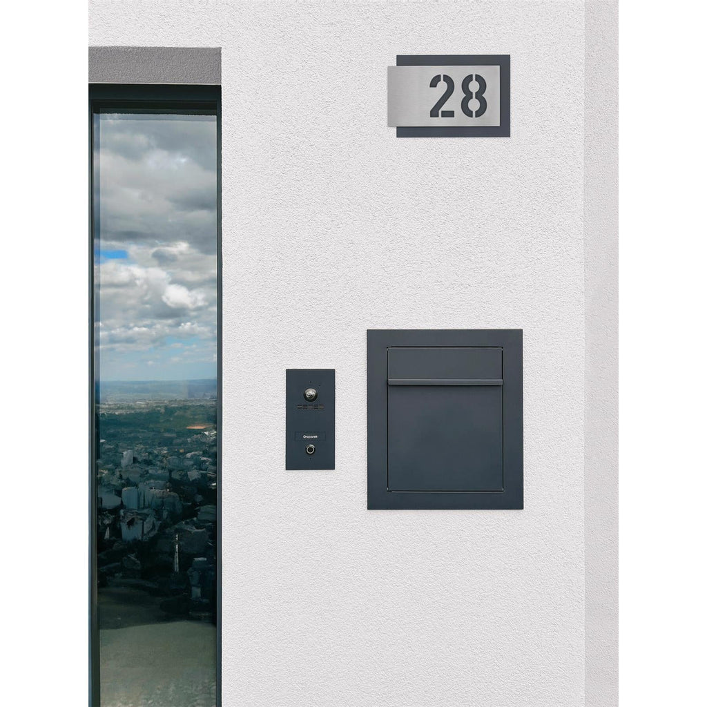 Metzler modernes Hausnummernschild Anthrazit Edelstahl