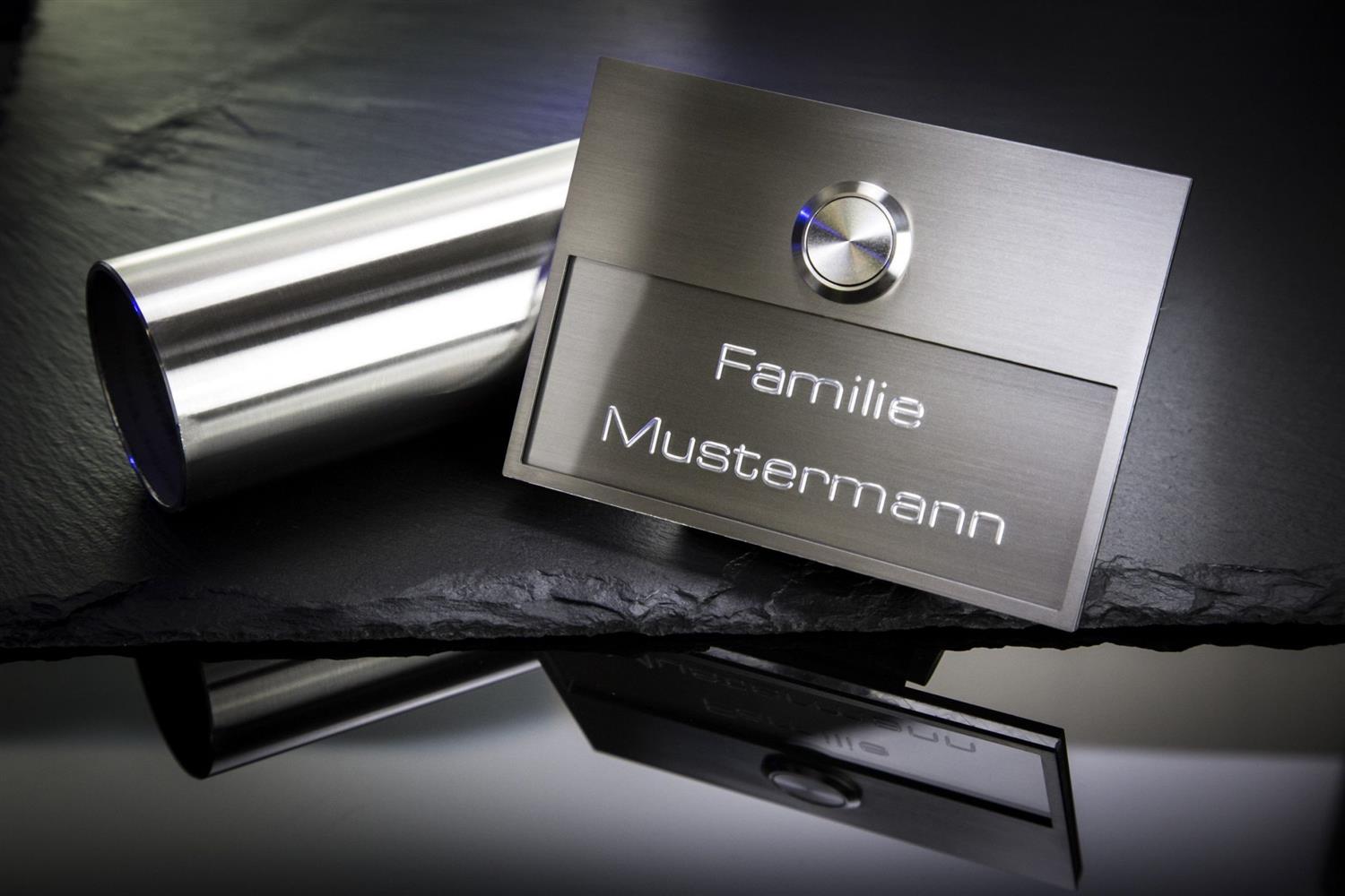 Edelstahlklingel mit 3D Gravur und LED Klingelknopf
