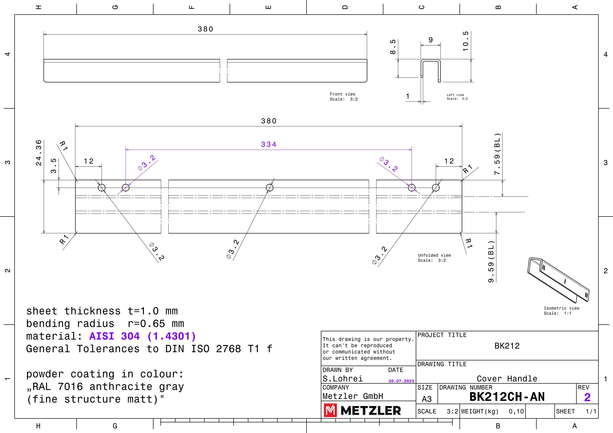 Mailbox BK212-LM-VN-AN inkl. 2 Türgriffe (AN+VA)