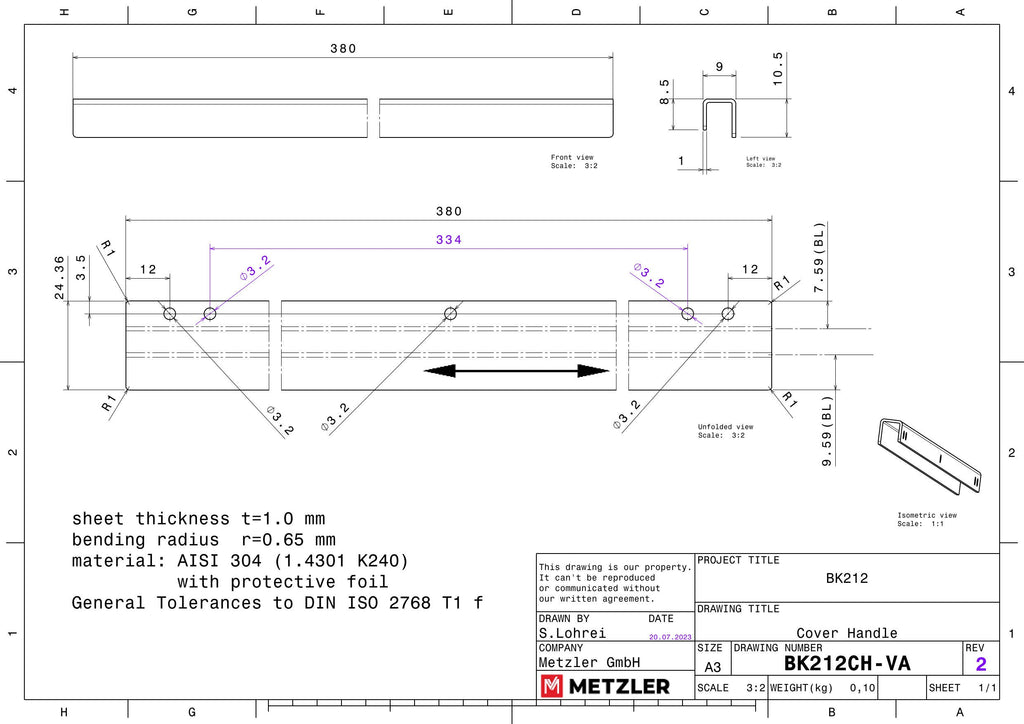 Mailbox BK212-LM-VN-AN inkl. 2 Türgriffe (AN+VA)