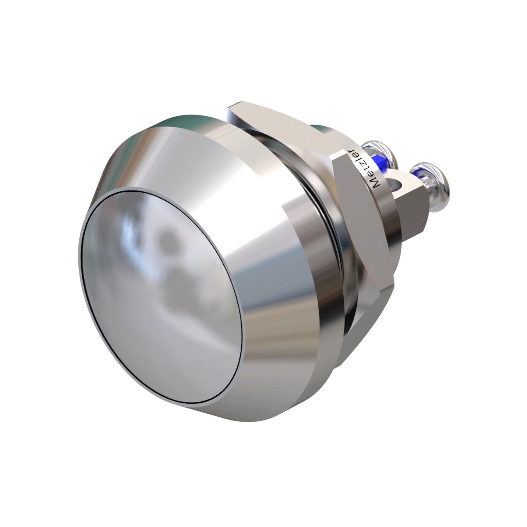 Metzler - Drucktaster 12mm - IP67 IK10 - Edelstahl - Gewölbt - Schraubkontakte