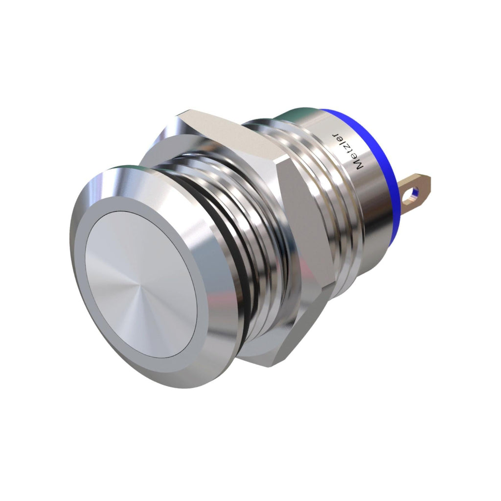 Metzler - Drucktaster 12mm - IP67 IK10 - Edelstahl - Flach - Lötkontakte