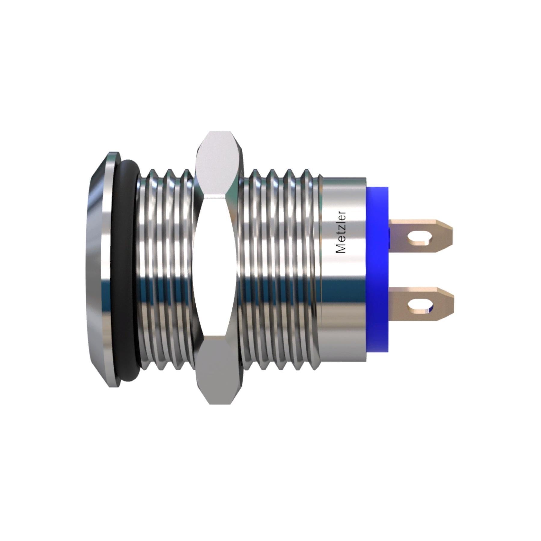 Metzler - Drucktaster 12mm - IP67 IK10 - Edelstahl - Flach - Lötkontakte