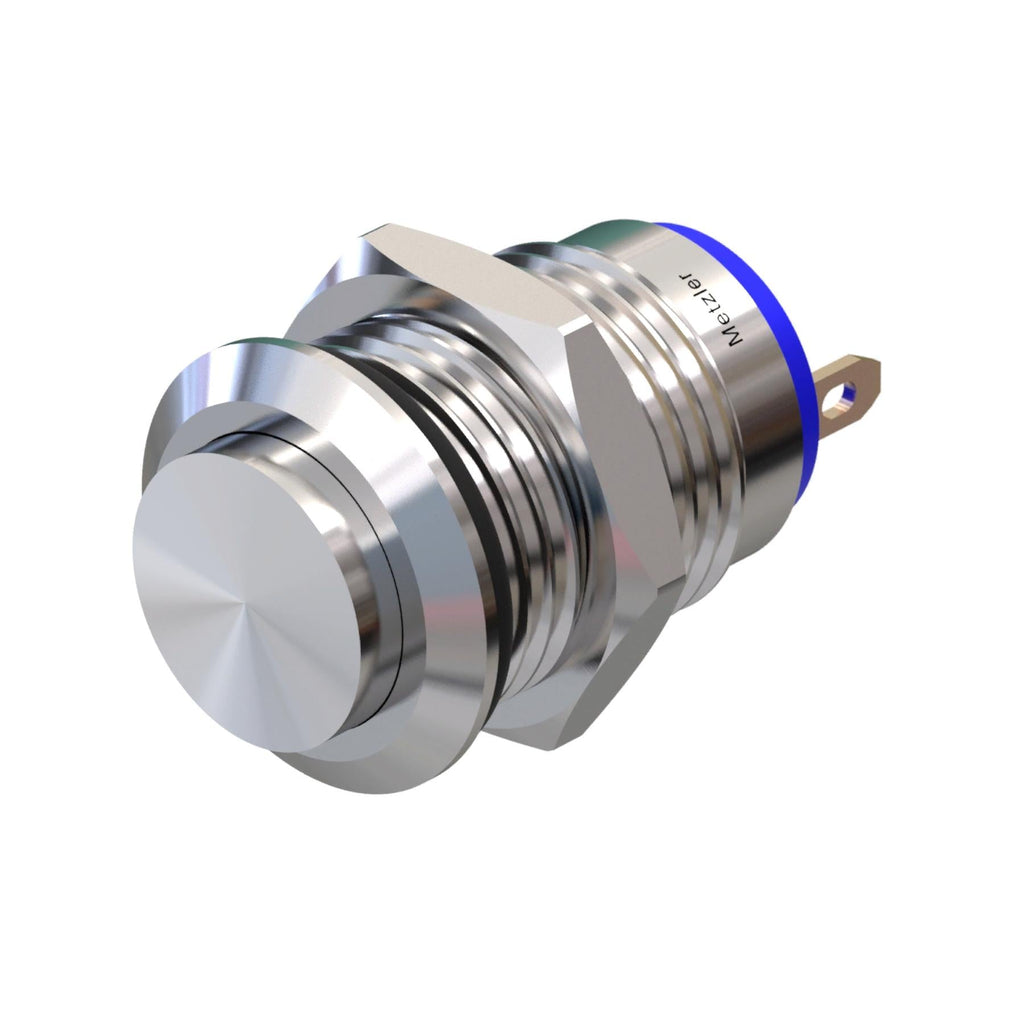 Metzler - Drucktaster 12mm - IP67 IK10 - Edelstahl - Hervorstehend - Lötkontakte