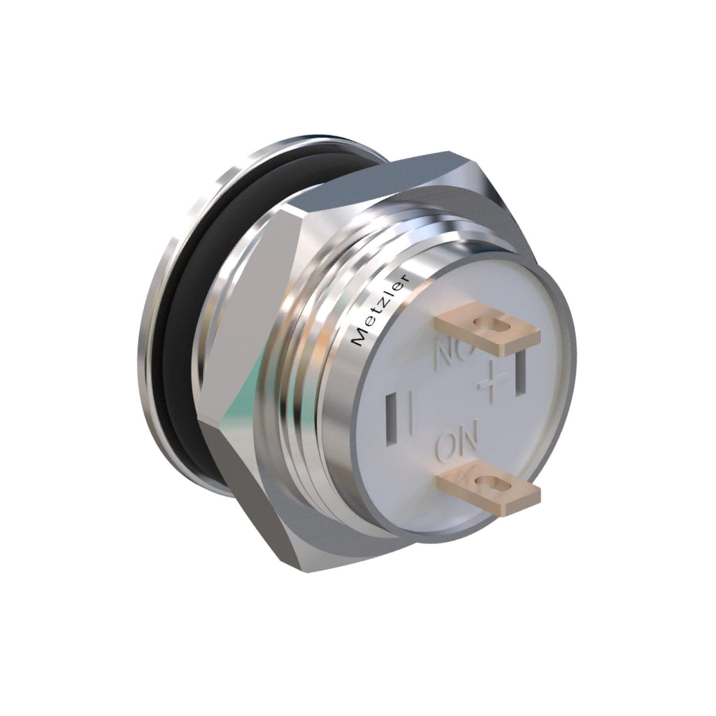 Metzler - Drucktaster 12mm - IP67 IK10 - Edelstahl - Hervorstehend - Lötkontakte