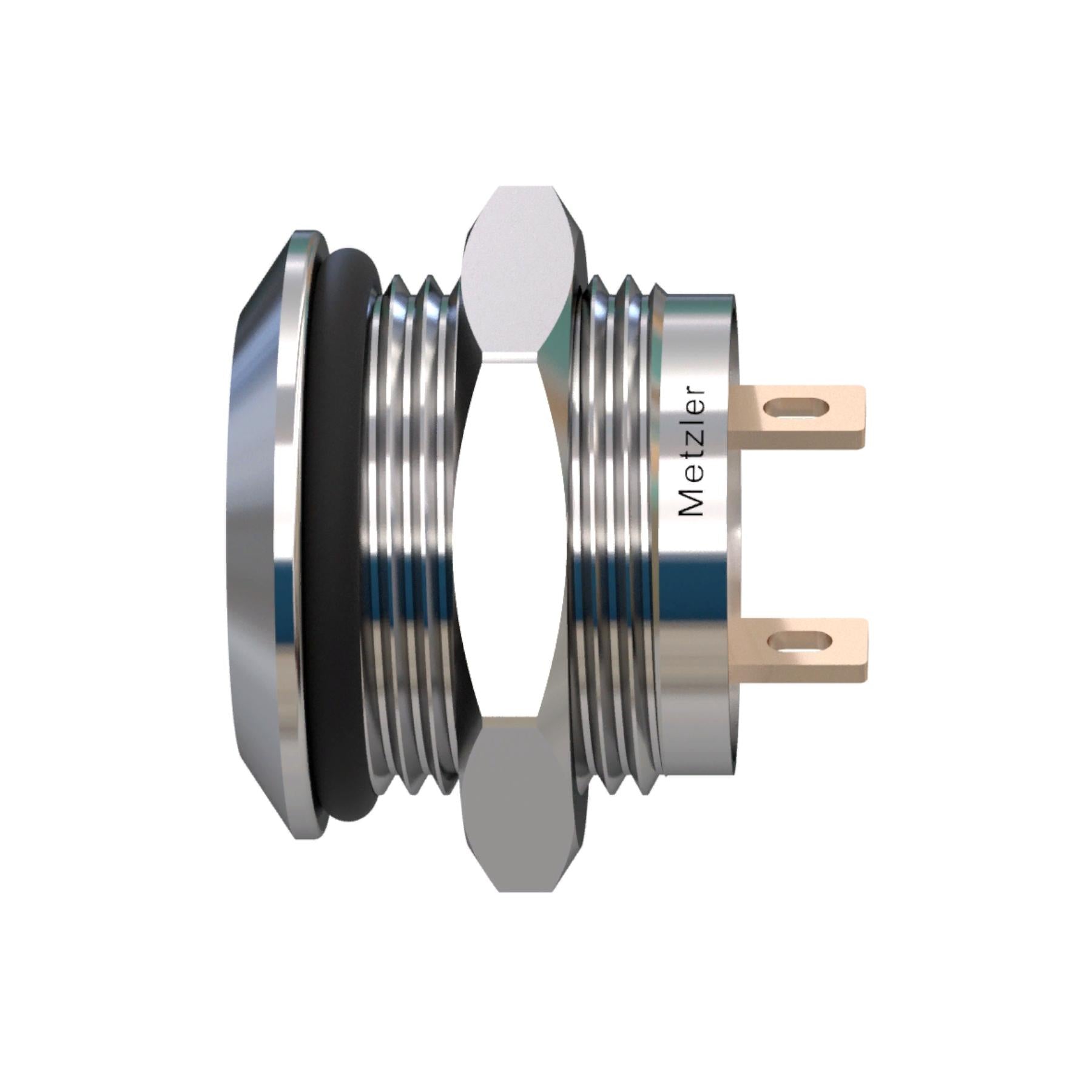 Metzler - Drucktaster 12mm - IP67 IK10 - Edelstahl - Ultraflach - Lötkontakte