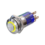Metzler - Drucktaster 16mm - LED Ringbeleuchtung Gelb - IP67 IK10 - Edelstahl - Hervorstehend - Lötkontakte