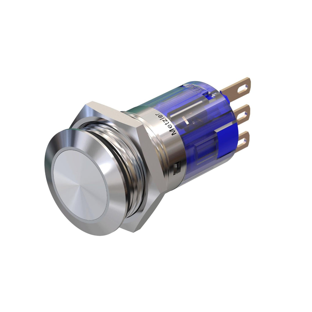 Metzler - Drucktaster 16mm - IP67 IK10 - Edelstahl - Flach - Lötkontakte