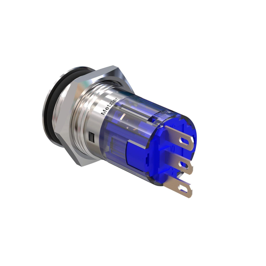 Metzler - Drucktaster 16mm - IP67 IK10 - Edelstahl - Gewölbt - Lötkontakte