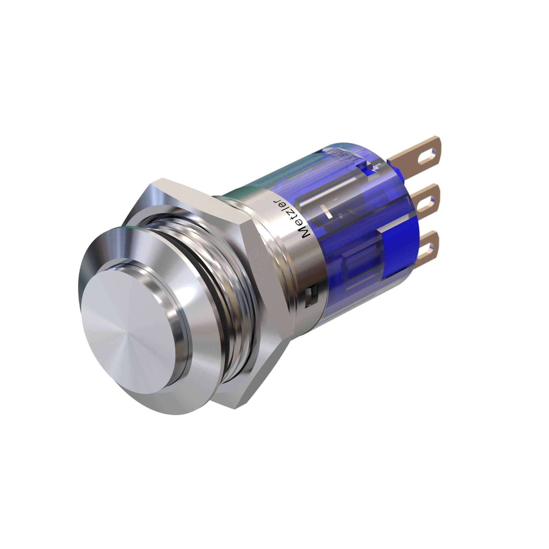 Metzler - Drucktaster 16mm - IP67 IK10 - Edelstahl - Hervorstehend - Lötkontakte