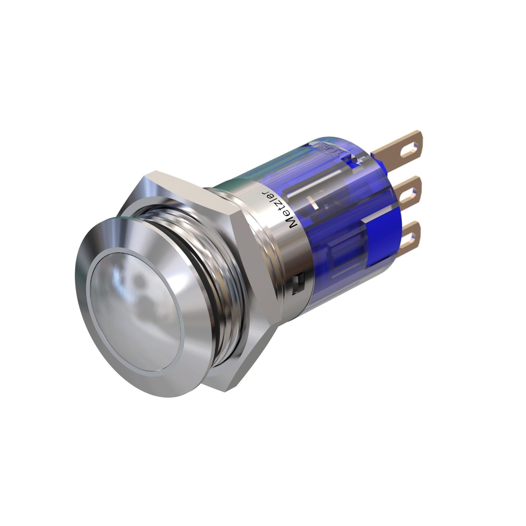 Metzler - Drucktaster 16mm - IP67 IK10 - Edelstahl - Gewölbt - Lötkontakte