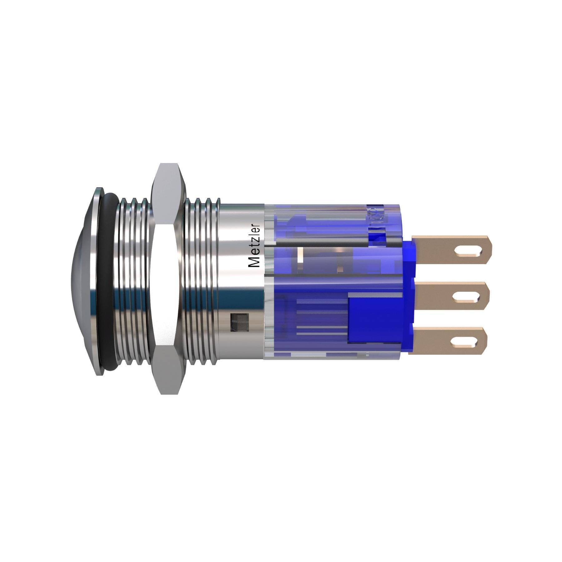 Metzler - Drucktaster 16mm - IP67 IK10 - Edelstahl - Gewölbt - Lötkontakte