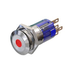 Metzler - Drucktaster 16mm - LED Punktbeleuchtung Rot - IP67 IK10 - Edelstahl - Flach - Lötkontakte