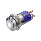 Metzler - Drucktaster 16mm - LED Punktbeleuchtung Weiß - IP67 IK10 - Edelstahl - Hervorstehend - Lötkontakte
